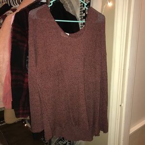 PLUM OFF-THE-SHOULDER SWEATER